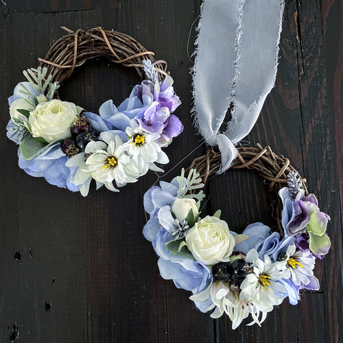 ブルー系カラーの爽やかハーフリース（13cm） リース maison.masami  