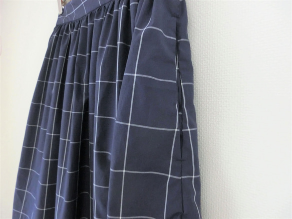 7号サイズ　インディゴコットン　ギャザースカート 3枚目の画像