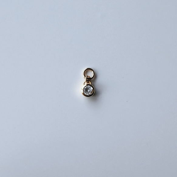 《 イヤーカフ用カスタムパーツ 》キュービックジルコニア 925silver（K18GP）チャーム【 CZ3-K-GP 3枚目の画像