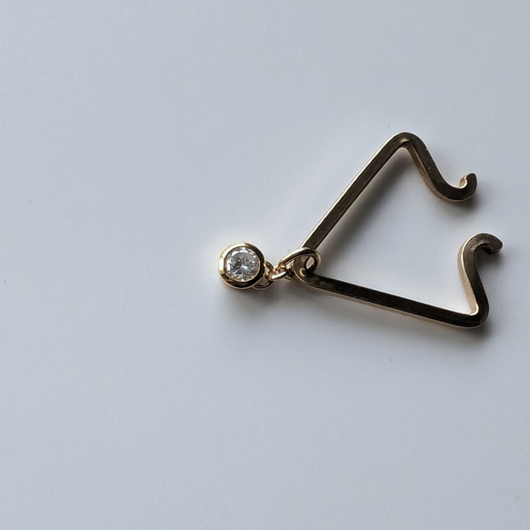 《 イヤーカフ用カスタムパーツ 》キュービックジルコニア 925silver（K18GP）チャーム【 CZ3-K-GP 5枚目の画像