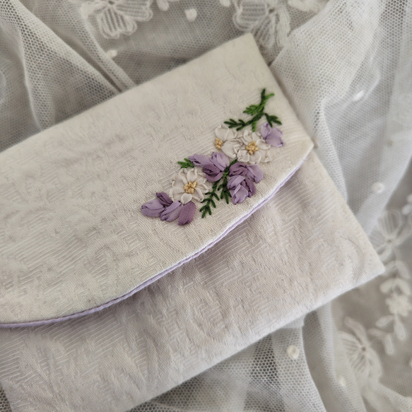 sale ダマスク*刺繍*ティッシュケース*ブーケ 2枚目の画像