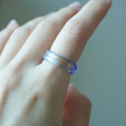 ニュアンス　海　ブルー　青　ガラスアクセサリー大人　リング　ガラスリング　指輪　ボロシリケイトガラス　ガラスアクセサリー 5枚目の画像