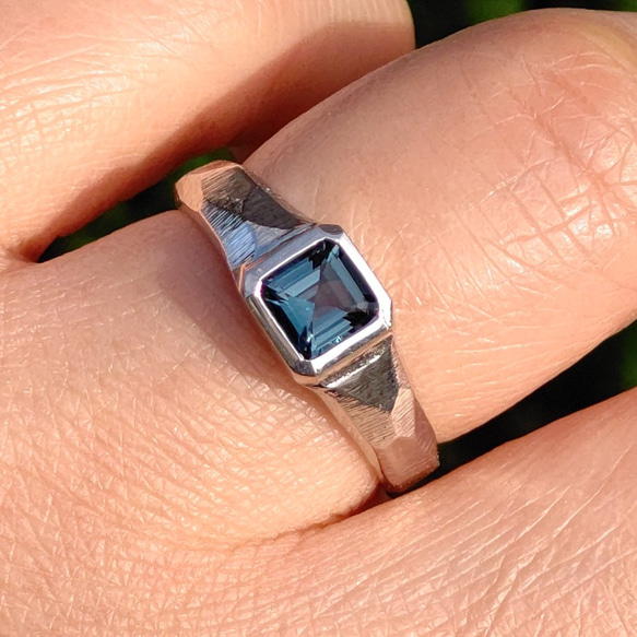 ロンドンブルートパーズ SQオクタゴン5㎜ 印台 シルバーSV925リング