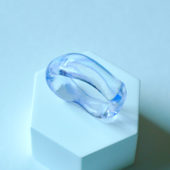 ニュアンス　パープル　紫　ガラスアクセサリー大人　リング　ガラスリング　指輪　ボロシリケイトガラス　ガラスアクセサリー 2枚目の画像