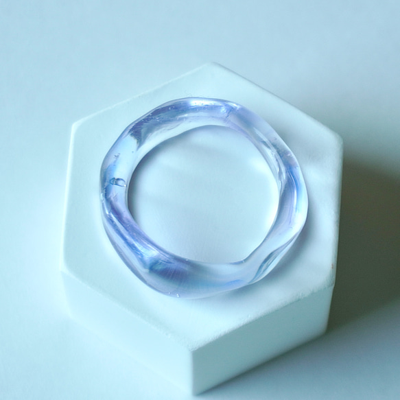 ニュアンス　パープル　紫　ガラスアクセサリー大人　リング　ガラスリング　指輪　ボロシリケイトガラス　ガラスアクセサリー 3枚目の画像
