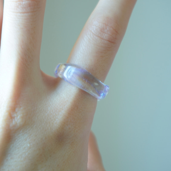 ニュアンス　パープル　紫　ガラスアクセサリー大人　リング　ガラスリング　指輪　ボロシリケイトガラス　ガラスアクセサリー 4枚目の画像