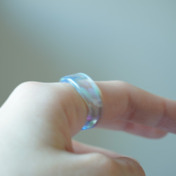 ニュアンス海ブルーグリーン　ガラスアクセサリー大人　リング　ガラスリング　指輪　ボロシリケイトガラス　ガラスアクセサリー 6枚目の画像