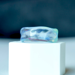 ニュアンス海ブルーグリーン　ガラスアクセサリー大人　リング　ガラスリング　指輪　ボロシリケイトガラス　ガラスアクセサリー 3枚目の画像