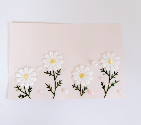 【特別価格！】紙刺繍メッセージカード(お花畑) 1枚目の画像