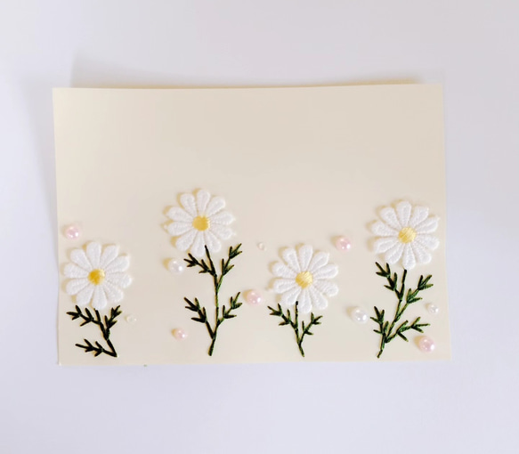 【特別価格！】紙刺繍メッセージカード(お花畑) 2枚目の画像