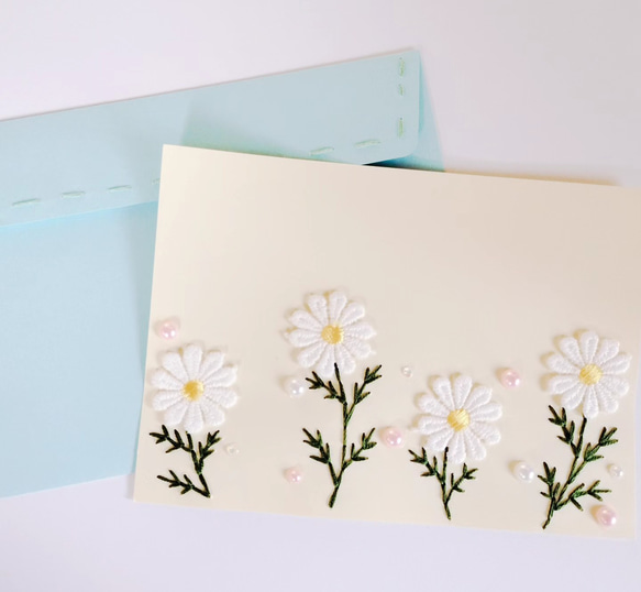 【特別価格！】紙刺繍メッセージカード(お花畑) 6枚目の画像