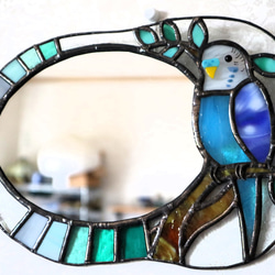 ステンドグラスミラー　インコの鏡(セキセイインコ) 6枚目の画像
