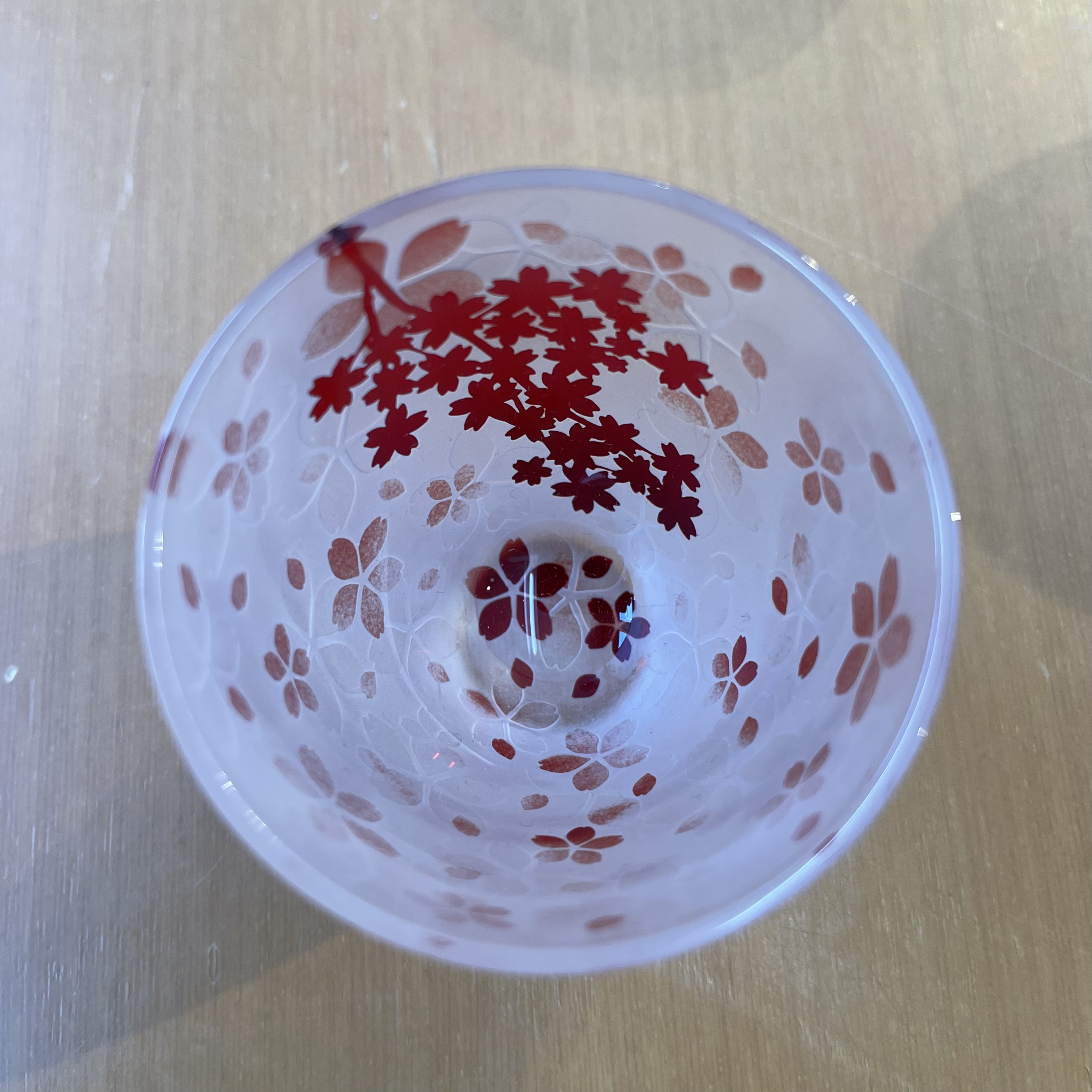 【被せ丸ぐい呑み 赤/瑠璃】サクラ模様