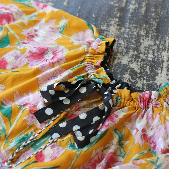 前後都OK！酷印度棉 3/4 袖喇叭袖上衣 (24s-04) 向日葵 第14張的照片