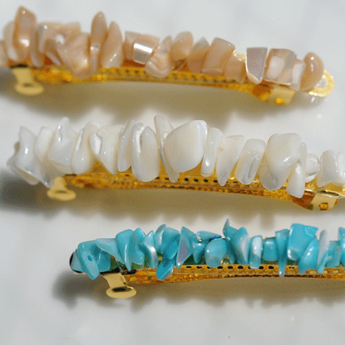 大人の天然石バレッタ マザーオブパール バレッタ アトリエまりりん