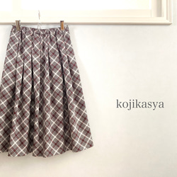 【受注製作】黒×白×エンジ チェック柄 USAコットンのスカート 1枚目の画像