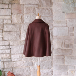 【優雅披肩大衣】深巧克力棕色羊毛/羊絨，優質材質，質感光滑 第9張的照片