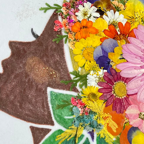 明るい南国の花娘さん 押し花アート額 その他アート 神戸六甲 優花