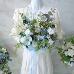 ブルーラベンダーブーケ＆ブートニア　 アーティフィシャルブーケ　クラッチブーケ ブルーラベンダーブーケ＆ブートニア アーティフィシャルブーケ