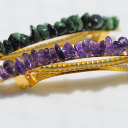 谷川さん専用♡天然石バレッタ purple＆green 谷川さん専用♡天然石バレッタ purple＆green