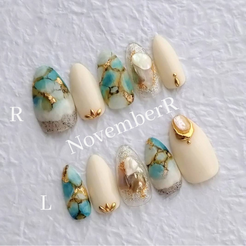 LA407☆リゾート風ニュアンスネイルチップ ネイルチップ（つけ爪