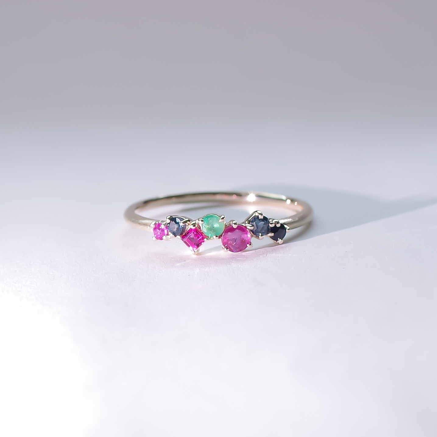 K10YG ERSアミュレットリング【7石のお守りリング】