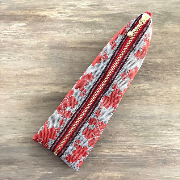 畳縁　笔盒　日式　櫻花月影　紅色的 第2張的照片