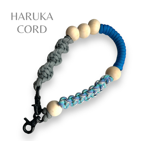 スマホハンドストラップ パラコード&ウッドビーズ 頑丈日本製金具
