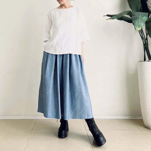 ロングプリーツスカート　* Linen Denim * 6枚目の画像