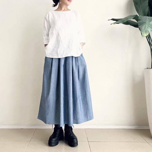 ロングプリーツスカート　* Linen Denim * 5枚目の画像