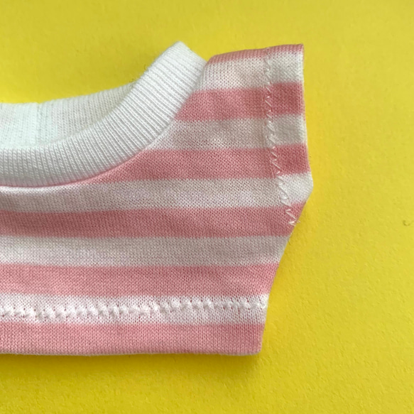 15cmぬいぐるみ用　ボーダーTシャツ(ピンク)　 2枚目の画像