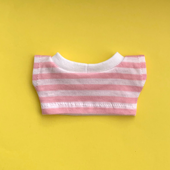 15cmぬいぐるみ用　ボーダーTシャツ(ピンク)　 3枚目の画像