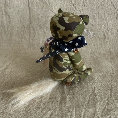 猫のぬいぐるみ コットン カモフラさん テディベアタイプ ぬいぐるみ