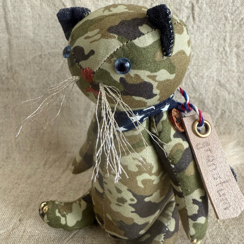 猫のぬいぐるみ コットン カモフラさん テディベアタイプ ぬいぐるみ