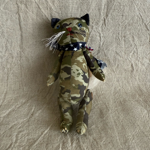 猫のぬいぐるみ コットン カモフラさん テディベアタイプ ぬいぐるみ