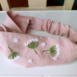 レースフラワー 刺繍クロスヘアバンドキッズサイズ 2枚目の画像