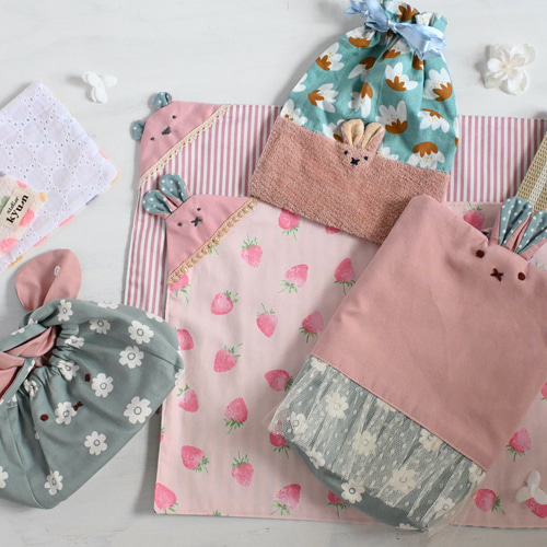 お花の巾着の作り方♪draw string pouch♪ランチョンマットにも