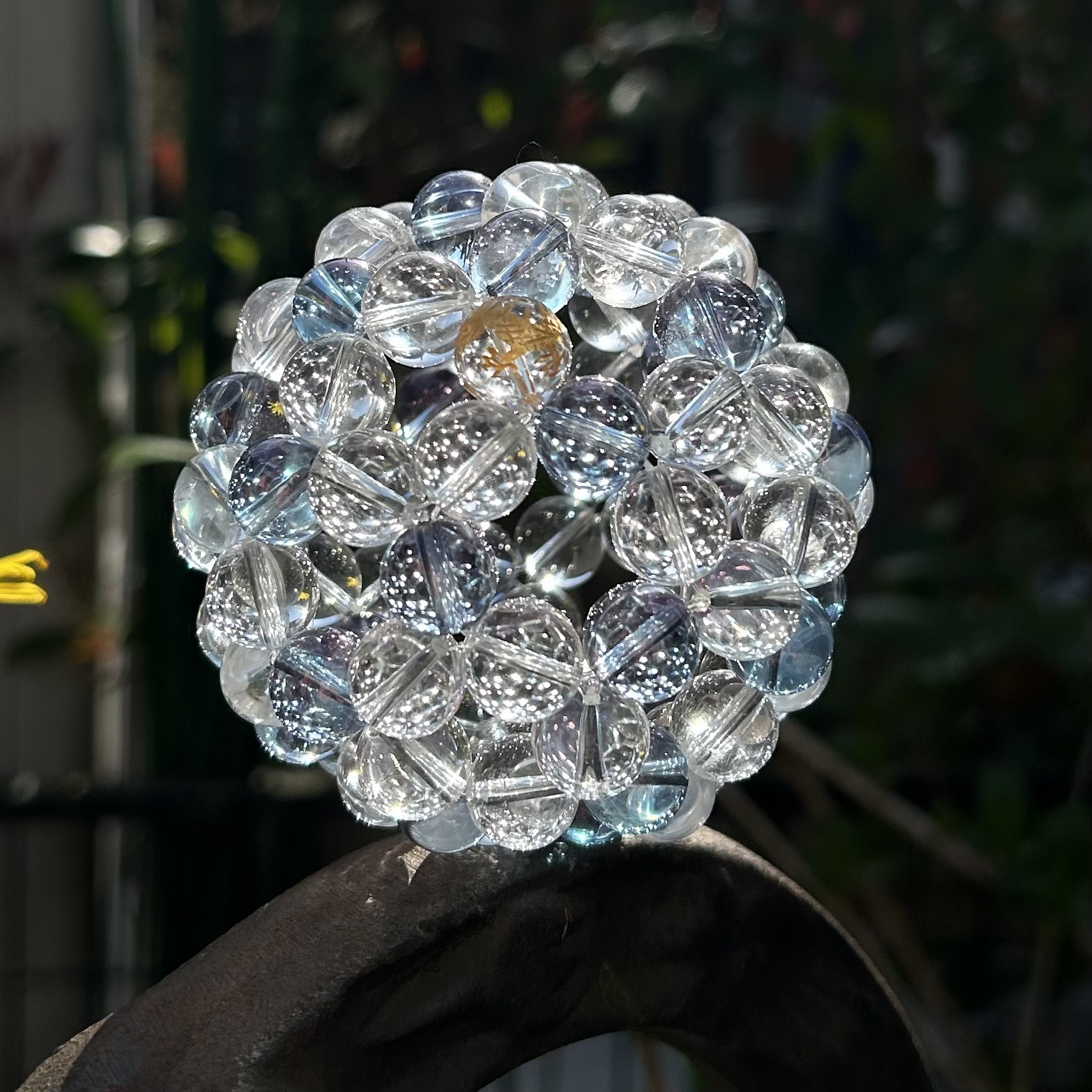 神聖幾何学フラーレン　龍刻水晶とコスモオーラと天然水晶　12ミリ