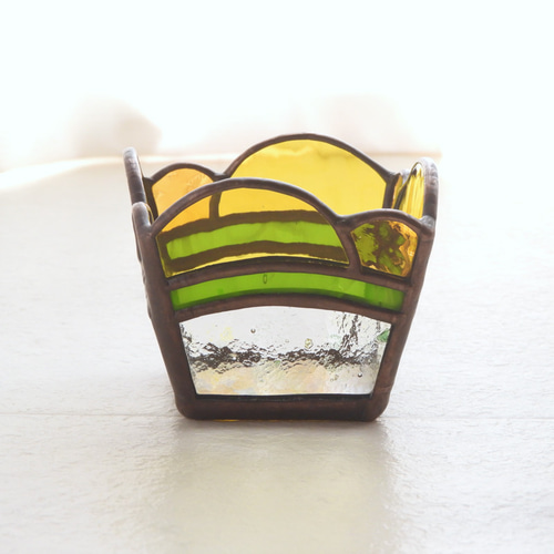 ちいさな幸せ〜菜の花畑〜』 ステンドグラスの小物入れ 2個組