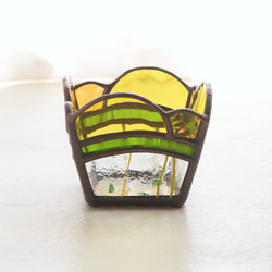 『ちいさな幸せ〜菜の花畑〜』  ステンドグラスの小物入れ　２個組 8枚目の画像