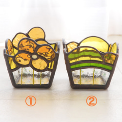 『ちいさな幸せ〜菜の花畑〜』  ステンドグラスの小物入れ　２個組 3枚目の画像