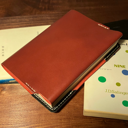 本革ブックカバー／文庫本サイズ、A6メモ帳サイズ(059) ブックカバー