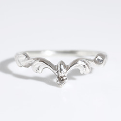 Art Nouveau ring V　diamond 0.03ct／SV925 1枚目の画像