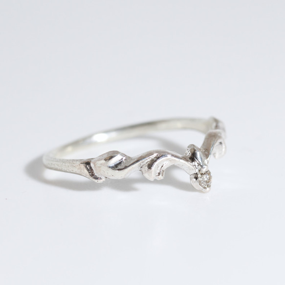 Art Nouveau ring V　diamond 0.03ct／SV925 3枚目の画像