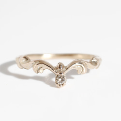 Art Nouveau ring V　diamond 0.03ct／K10YG 1枚目の画像