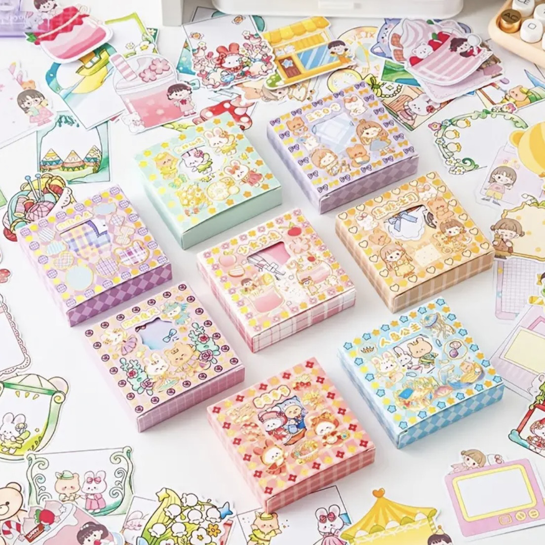 ブッチ 国内作家 メモ、韓国ステッカーまとめ売り 送料無料】韓国付箋ステッカー ♡⃛ 8枚1セット その他素材