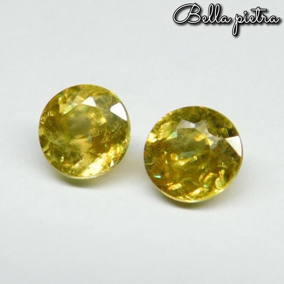 合計1.42ct★希少☆非加熱☆天然スフェーン 2点セット ルース イエローグリーン 裸石 宝石 天然石 証明タグ付き