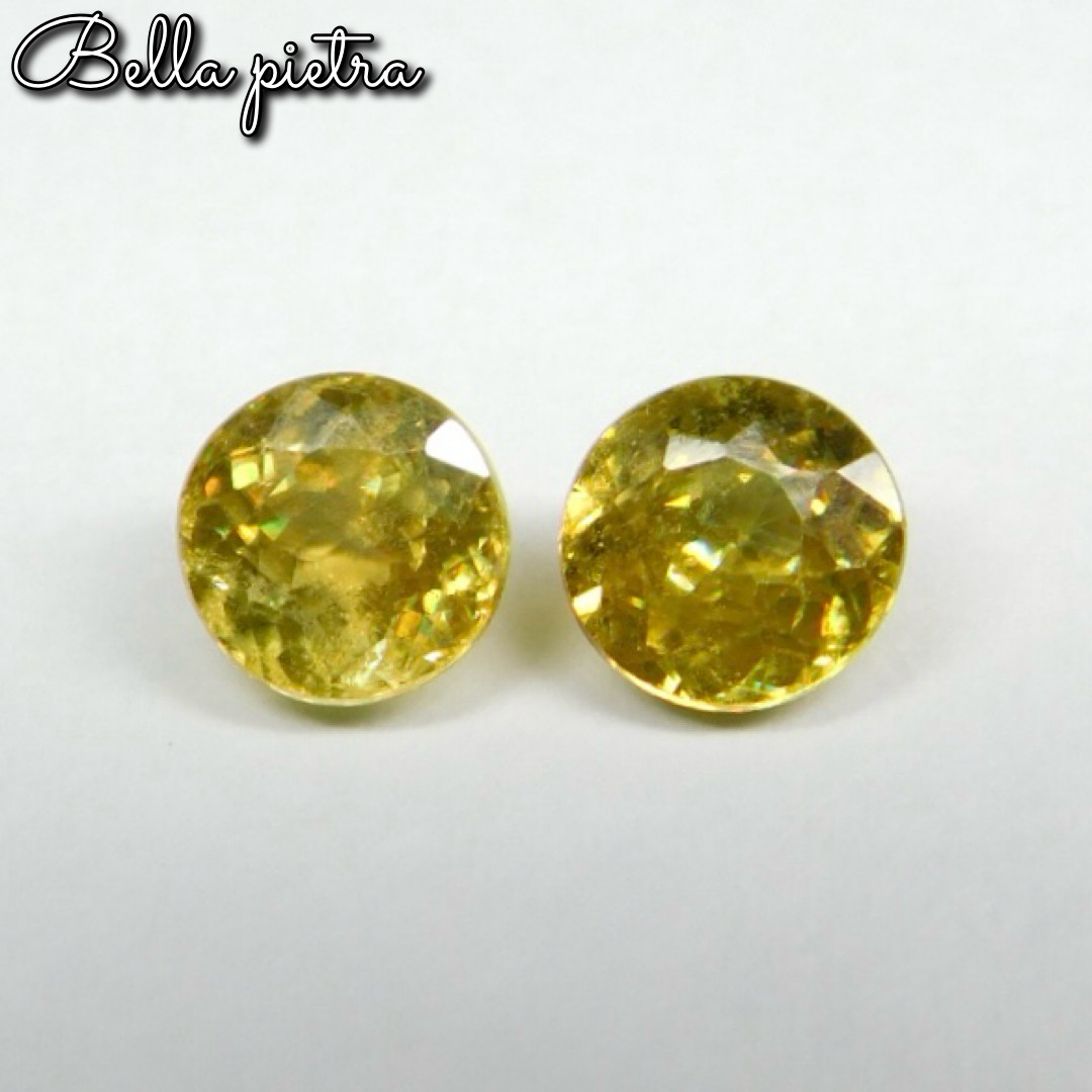 合計1.42ct★希少☆非加熱☆天然スフェーン 2点セット ルース イエローグリーン 裸石 宝石 天然石 証明タグ付き