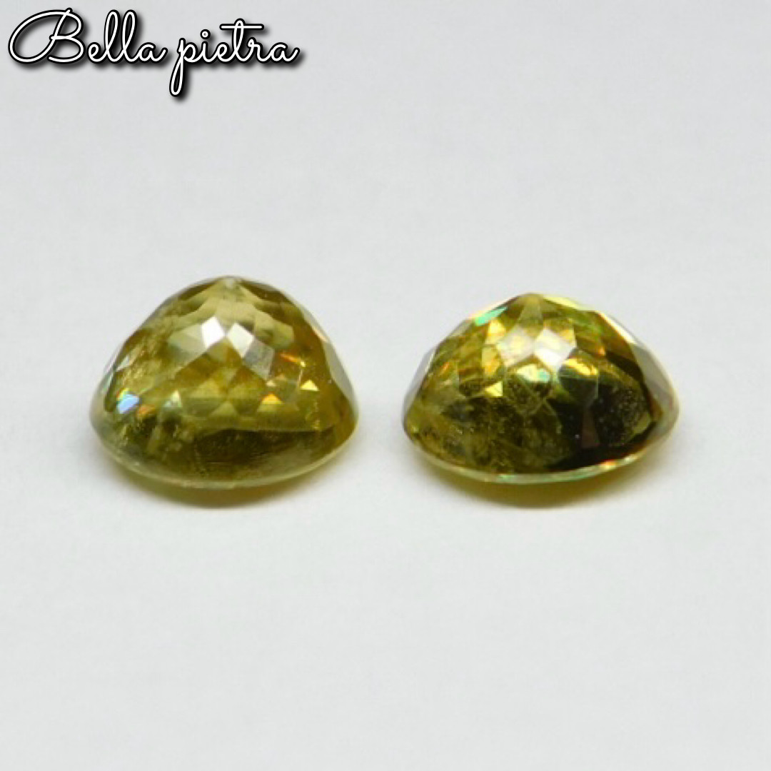 合計1.42ct★希少☆非加熱☆天然スフェーン 2点セット ルース イエローグリーン 裸石 宝石 天然石 証明タグ付き