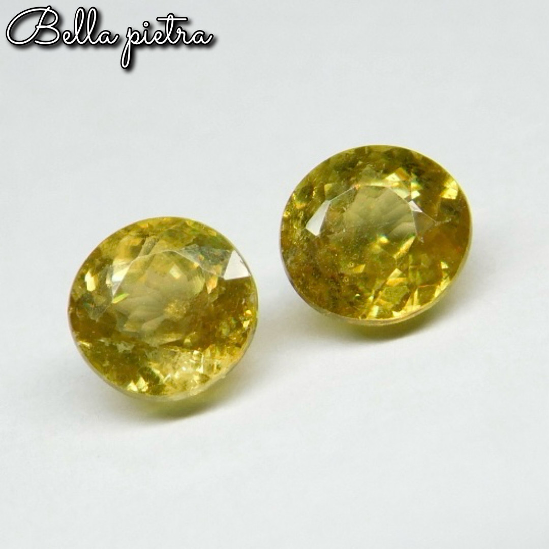 合計1.42ct★希少☆非加熱☆天然スフェーン 2点セット ルース イエローグリーン 裸石 宝石 天然石 証明タグ付き